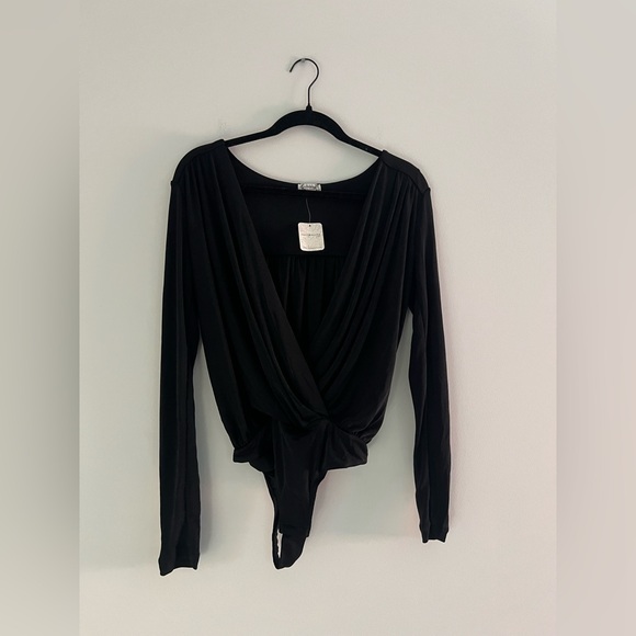 Free People - Black Turnt Bodysuit - Size Medium - Picture 3 of 5